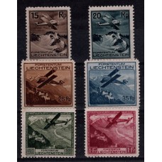 LIECHTENSTEIN 1930 Yv AEREAS 1/6 SERIE COMPLETA NUEVA CON GOMA HERMOSA Y RARA 170 EUROS